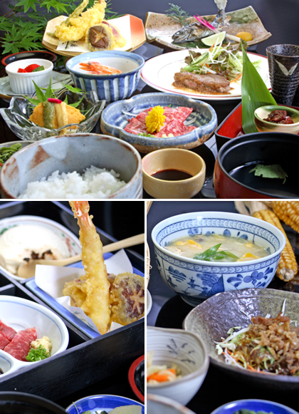 メニュー、瑠璃会席・くららミニ会席・山野定食